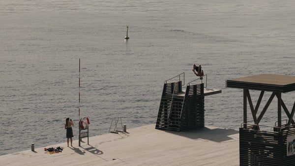 Man jumping into the Oslo fjord