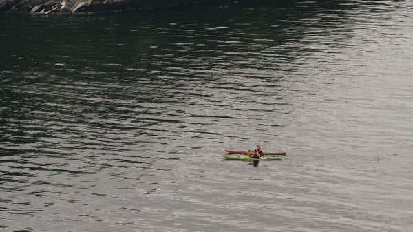 A lonesome canoe on the Oslo fjord.